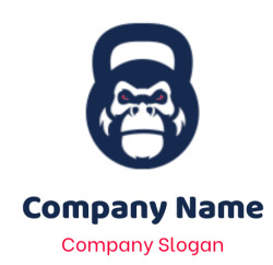 animal logo gorilla face forming kettle bell