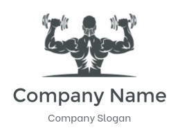 fitness logo bodybuilder holding dumbbells