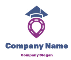 Icon representing education location with a graduation cap and map pin.