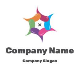 Colorful abstract star logo with interlocking swirls.