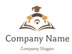 Illustration of graduates with mortarboards over an open book symbolizing education.