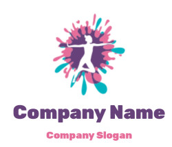 Abstract colorful silhouette of a dancing figure with splash effects.
