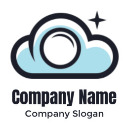 Stylized logo featuring a blue cloud with an embedded circle and a star symbol above.