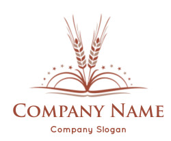 Logo featuring an open book with wheat ears and stars above, symbolizing agriculture and education.