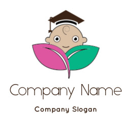 education logo baby with leaves &amp; graduation cap