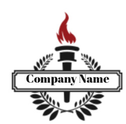 consulting logo badge torch with laurel wreath