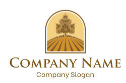 agriculture logo farm with tree in window shape