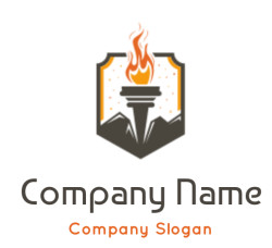 make a consulting logo flaming torch in pentagon