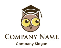 education logo icon owl face with graduation hat