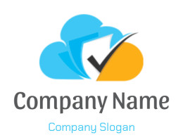 Icon depicting a blue cloud with a security shield and checkmark inside.