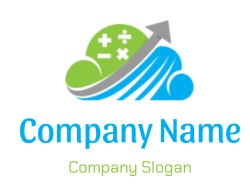 Logo featuring mathematics symbols and technology elements in green and blue colors.