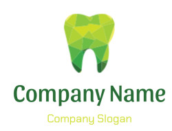 Geometric illustration of a tooth with shades of green.