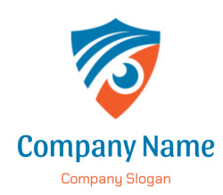 Abstract blue and orange shield logo design with a modern look.