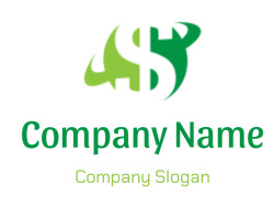 Logo with stylized green and white abstract design