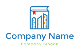 Illustration of a book with bar graphs and a red bookmark.