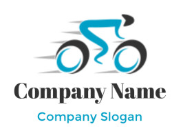 Stylized icon of a cyclist with speed lines, depicting motion.
