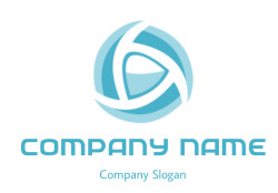 Abstract blue and black circular logo design.