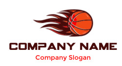 Illustration of a flaming basketball in motion.