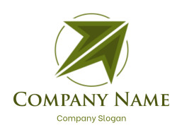 Green abstract arrow within a circle logo design.