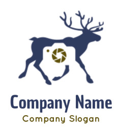 make an animal logo a deer with negative space camera
