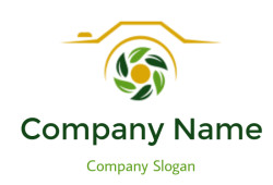 photography logo icon camera shutter with leaves
