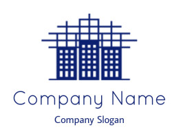 construction logo template line art building in house shape