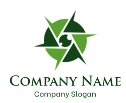 Abstract green geometric circular logo with a modern design.