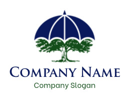 insurance logo illustration umbrella on tree - logodesign.net