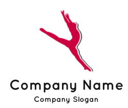 Abstract red silhouette of a dancer in a dynamic pose.