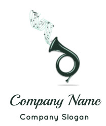 Artistic illustration of a French horn with abstract design elements.