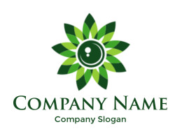 Green leaf floral logo with circular design and nature theme.