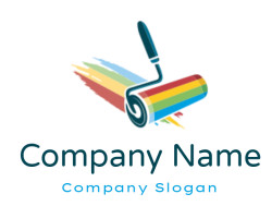 Illustration of a paint roller with rainbow colors.