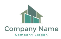 Abstract geometric logo depicting stylized buildings.