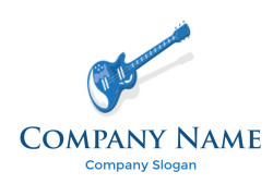 Illustration of a blue electric guitar with a white background.