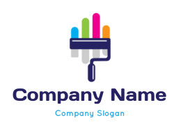 Illustration of a paintbrush with multicolored strokes in blue, green, pink, and orange.