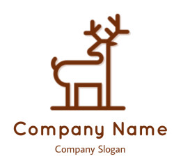 Minimalist line art illustration of a stylized deer with antlers.