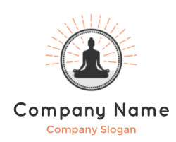 Silhouette of a person meditating with radiating lines in a circular design.