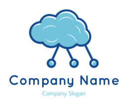 IT logo icon cloud raining circuit wire - logodesign.net