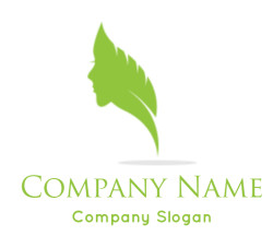 Green leaf with a stylized design on a black background.