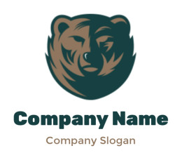 Stylized bear logo in brown and forest green colors.