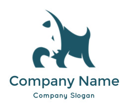 Stylized blue dog silhouette logo