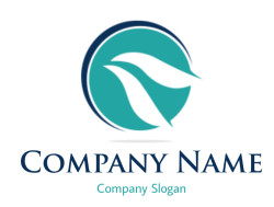 Modern abstract logo with a teal and navy color scheme in a circular design.