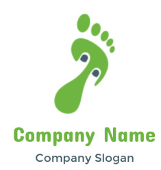 Green abstract footprint logo representing environmental and eco-friendly concepts.