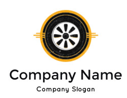 auto dealer logo tire with wheel rim - logodesign.net