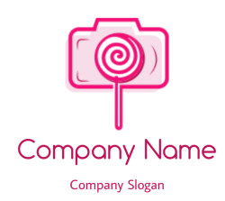 create a photography logo lollipop merged with camera