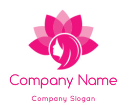 Logo featuring a pink lotus flower with a female silhouette in the center.