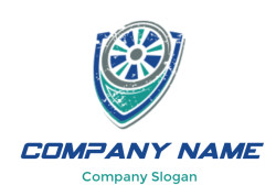 A shield icon featuring a wind turbine, symbolizing protection and green energy.