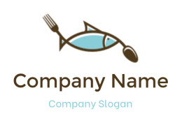 Illustration of a fish combined with a fork and spoon design.