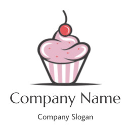 food logo maker pink cupcake with cherry on top