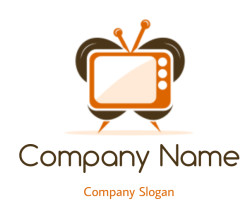 Illustration of a retro television with a butterfly-inspired design and antenna.